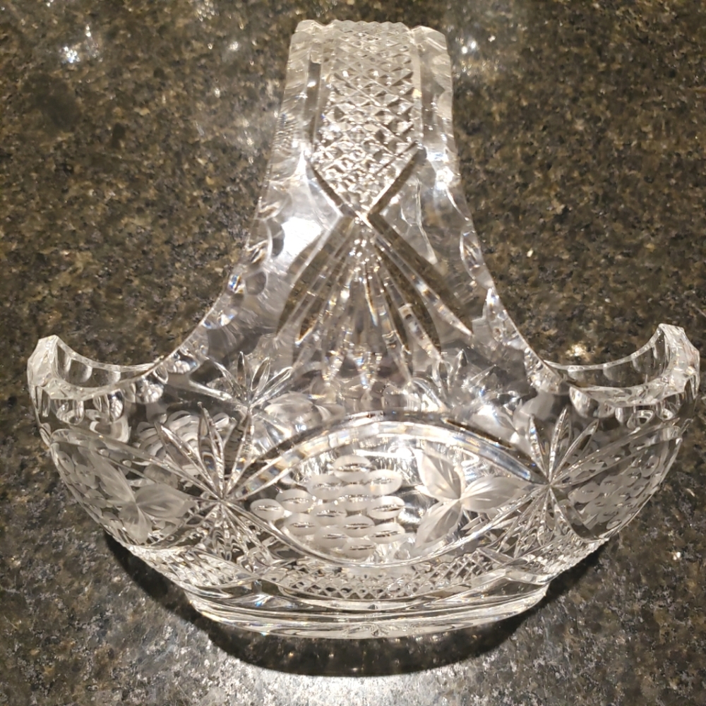 Crystal basket dish.